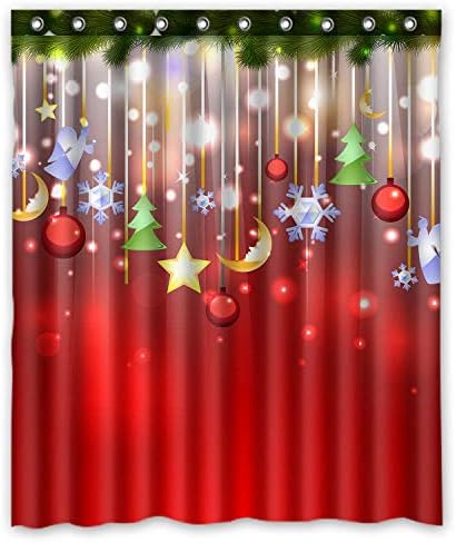 ZHANZZK Merry Christmas Xmas Tree Snowflake Shower Curtain 66x 72 Inches