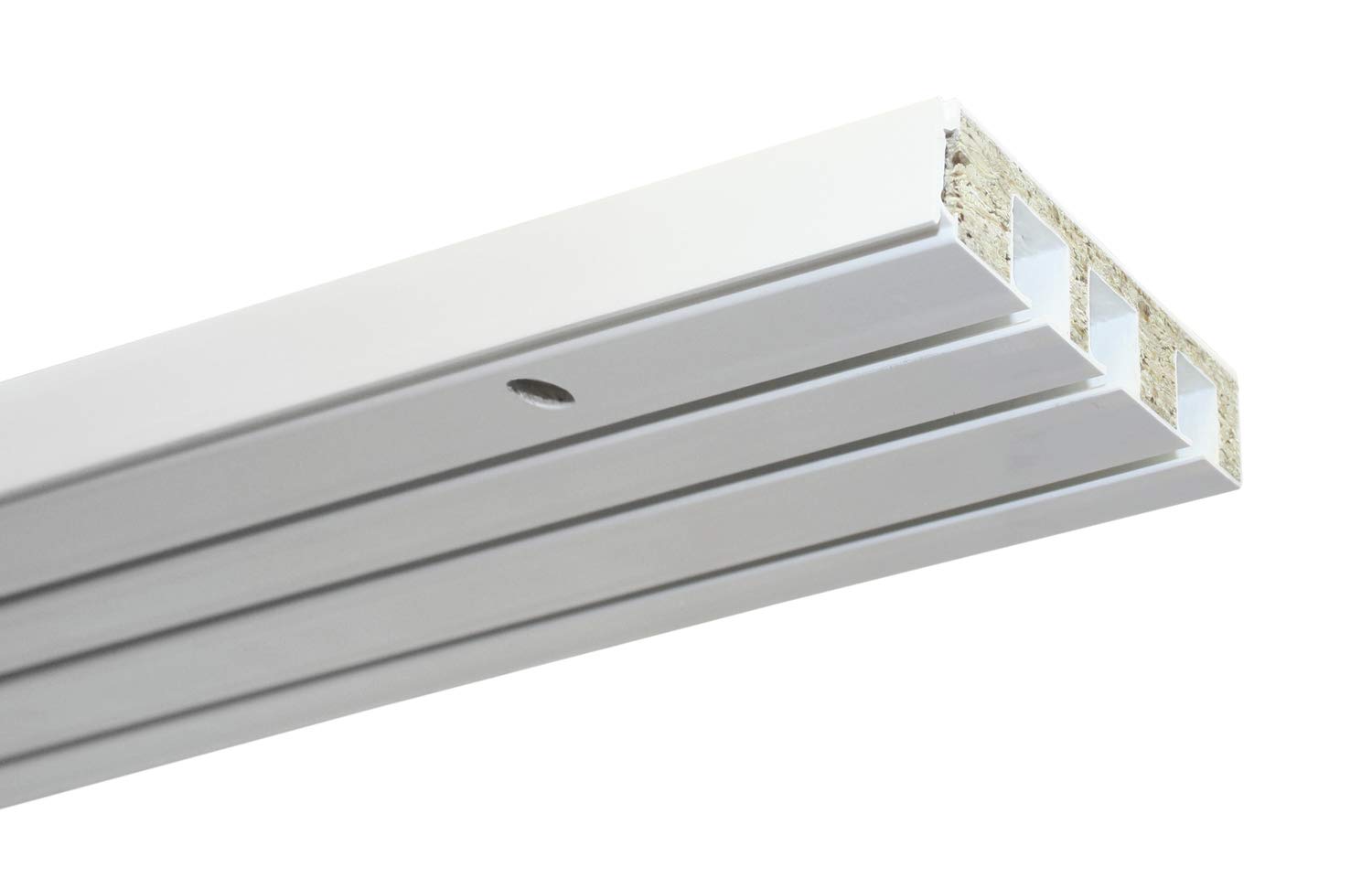 Gardinia GE3 Curtain Rail with Panel Mounting, 3-Track, Plastic, 150 cm, White, 8609