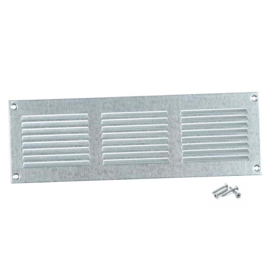Steinberg14 Galvanised Steel 300x100mm Air Vent Cover with Insect Mesh - 12x4 inch Ventilation Grille - Air Vent Register for Walls and Ceilings - Ventilation Cover for Outdoor and Indoor