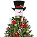 D-FantiX Snowman Christmas Tree Topper, Large Top Hat Scarf Snowman Tree Topper Hugger Outdoor Indoor Christmas Decorations Xmas Holiday Home Decor White