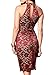 WOOSUNZE Women's Elegant Sleeveless Floral Lace Vintage Midi Cocktail Party Dress (Medium, Burgundy)