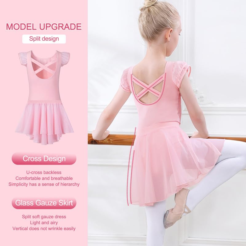 DIPUG Ballet Leotards for Girls Dance Leotard Combo Toddler Removable Dance Skirt
