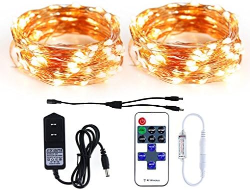 LED String Lights, Tinkin Light 100 Leds Waterproof Twinkle Starry String Lights 33 Feet Copper Wire Lights for Seasonal Decorative Christmas Holiday Wedding Parties Warm White (PACK of 2)