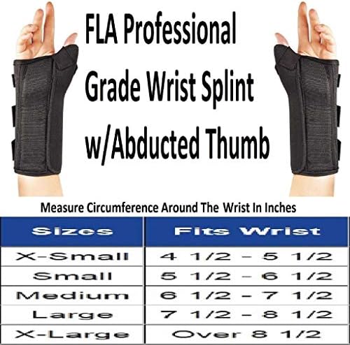Florida Orthopedics Prolite 8" Airflow Wrist Brace with Abducted Thumb, Black, Right, Small/Medium