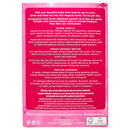 PACIFICA BEAUTY MINI FRAGRANCE SAMPLER, 3 ISLAND VANILLA SCENTS – HAIR PERFUME & BODY SPRAY GIFT SET, VEGAN & CRUELTY FREE