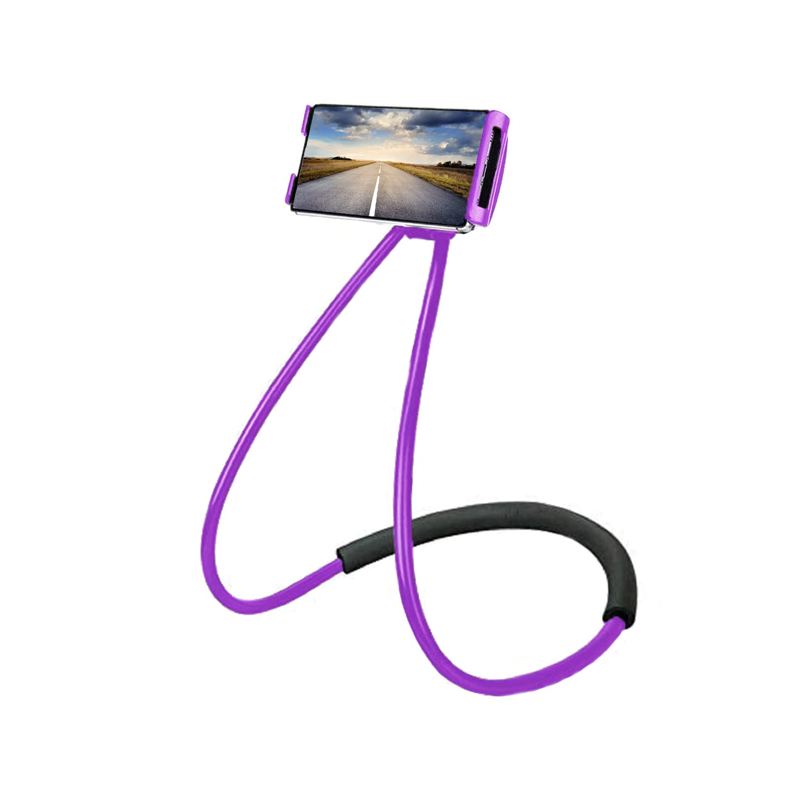 Chapter Seven Universal Smart Mobile Phone Stand,Hanging on Neck Cell Phone Mount Holder, Flexible Lazy Bracket DIY Free Rotating for Multiple Functions (Purple)