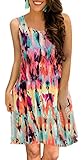 ETCYY Women's Summer Casual Sleeveless Floral Printed Swing Dress Sundress with Pockets,X-Large,Multicoloured