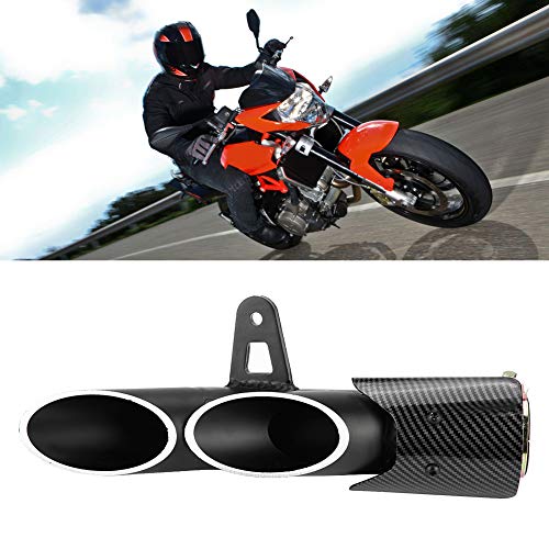Suuonee Exhaust Pipe, Universal Glossy Black 51mm Motorcycle Slip on Exhaust Muffler Rear Pipe Tailpipe - Thumbnail 7