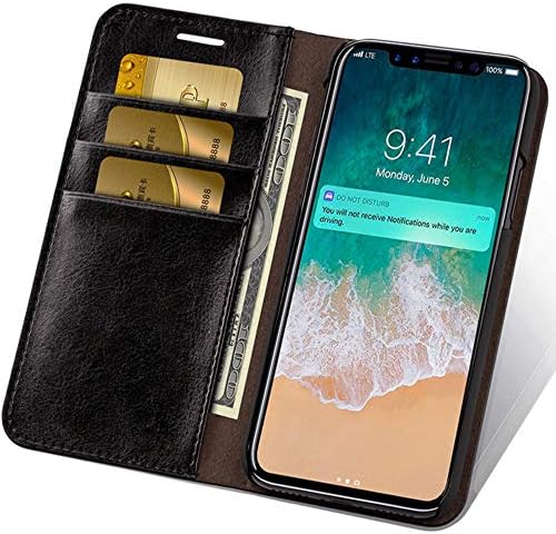 iPhone X/XS/XR/XS Max Leather Wallet Phone Case with Slim Flap Cover and Card Slots