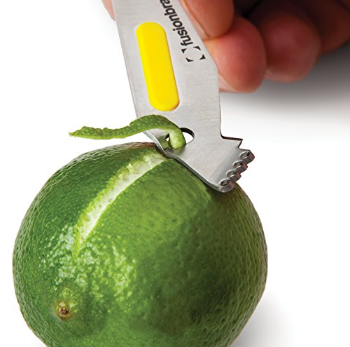 Fusionbrands CitrusZipper Rapid Citrus Peel Removal Tool, Zester, Fruit Garnisher, Yellow - Thumbnail 3