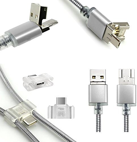 USB Charging Cable 8 in 1 - Housailei 8 in 1 Micro US / USB / Type C / Lightning Multi-Port Power Transmission Cable (1.6ft / 0.5m) for Apple iOS / Samsung LG Google Android / Type C Devices (Silver)