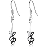 MEDWISE Music Earrings 925 Sterling Silver Women Earrings Leverback Dangle Drop Earrings Music Lover Jewelry Graduation Birthday Gifts for Women