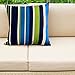 Decorative Square 18 x 18 Inch Throw Pillows (Indoor/Outdoor) - Blue, Green & White Stripe Cushion