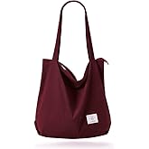 KALIDI Women Corduroy Tote Bag Zipper Casual Tote's Handbag Big Capacity Shoulder Bag with Pockets