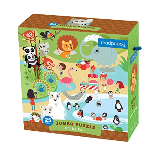 Mudpuppy Jumbo At the Zoo Puzzle for Ages 2 & Up - 25 Piece Puzzle Featuring Fun Zoo Animals Illustrations, 22' Square