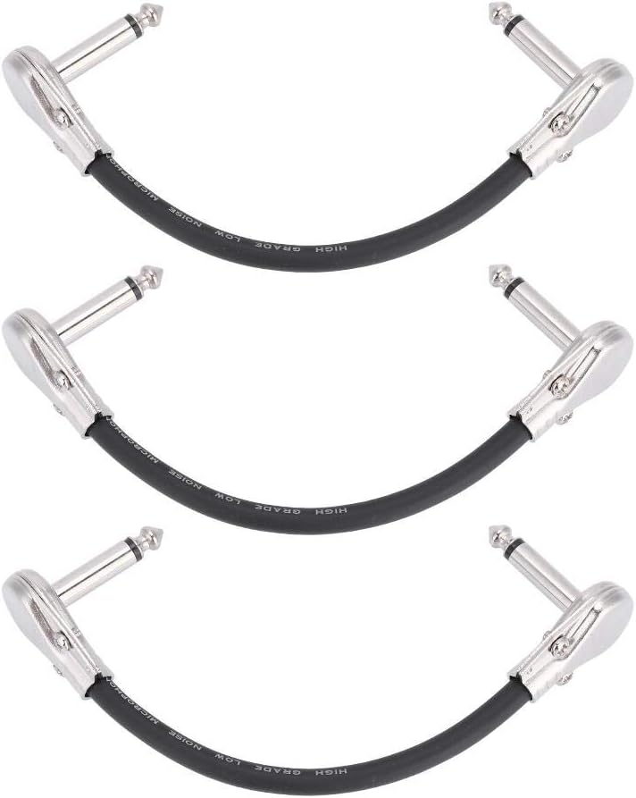 Guitar Effects Pedal Patch Cable Electric Effects Guitar Cable Durable 3Pcs 15cm Guitar Effect Pedal Board Patch Cable Cord 1/4" Flat Right Angle Plug byRiToEasysports