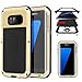 Galaxy S7 Edge Case, Seacosmo Full Body Rugged Armor Aluminum Metallic Shockproof Scratch-Resistant Dual Layer TPU Bumper Case for Samsung Galaxy S7 Edge, Gold