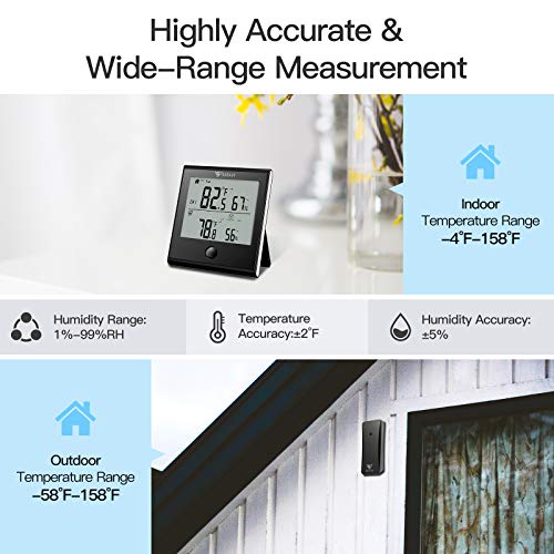 DOQAUS Indoor Outdoor Thermometer Wireless Digital Hygrometer
