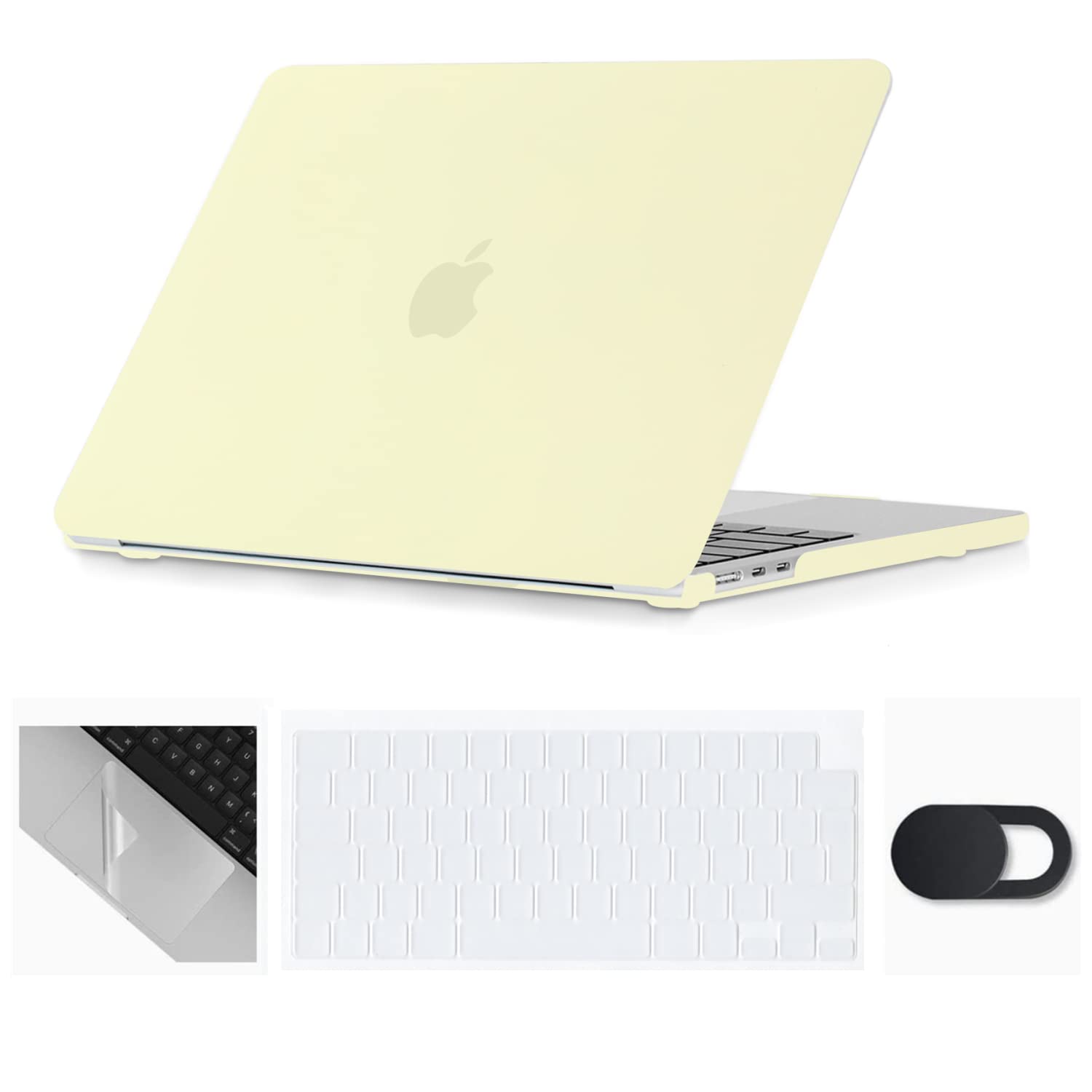 Se7enline Compatible with MacBook Air 15 inch Case 2025 2024 2023 M4 M3 M2 A2941/A3114/A3241 Matte Laptop Hard Shell Case & Keyboard Protective Cover & Webcam Cover & Trackpad Protector,Mellow Yellow