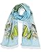 V28 Womens 100% Silk Butterfly Pattern Lightweight Soft Scarf (Light Blue)