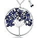 Tree of Life Pendant Necklace 31 inches Dainty 7 Chakra Long Necklaces for Women Jewelry