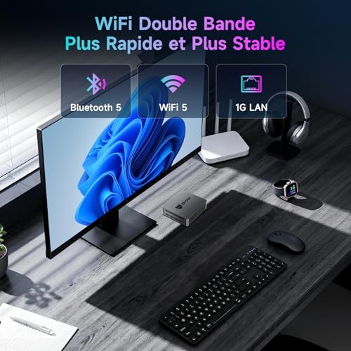 BMAX B3Pro Mini PC, Intel Celeron N4500 (up to 2.8GHz), 8GB DDR4 RAM + 256GB M.2 SATA/NVMe SSD, Win-11Pro, Micro Desktop Computer, WiFi 5, BT5.0, Dual Display 4K Tower PC for School/Office