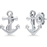 BERRICLE Sterling Silver Anchor Dangle Stud Earrings for Women - Cubic Zirconia CZ, Yellow Gold/Rhodium Plated