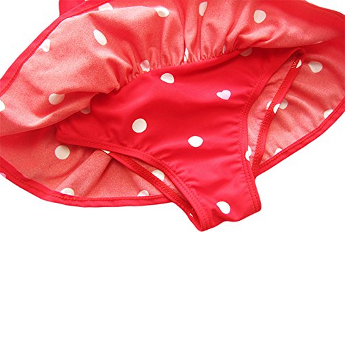 Taiycyxgan Baby Toddler Girls One-Piece Swimsuit Bowknot Spots Swimwear With Headbands,Small / 1-2 Years,Red - Thumbnail 5