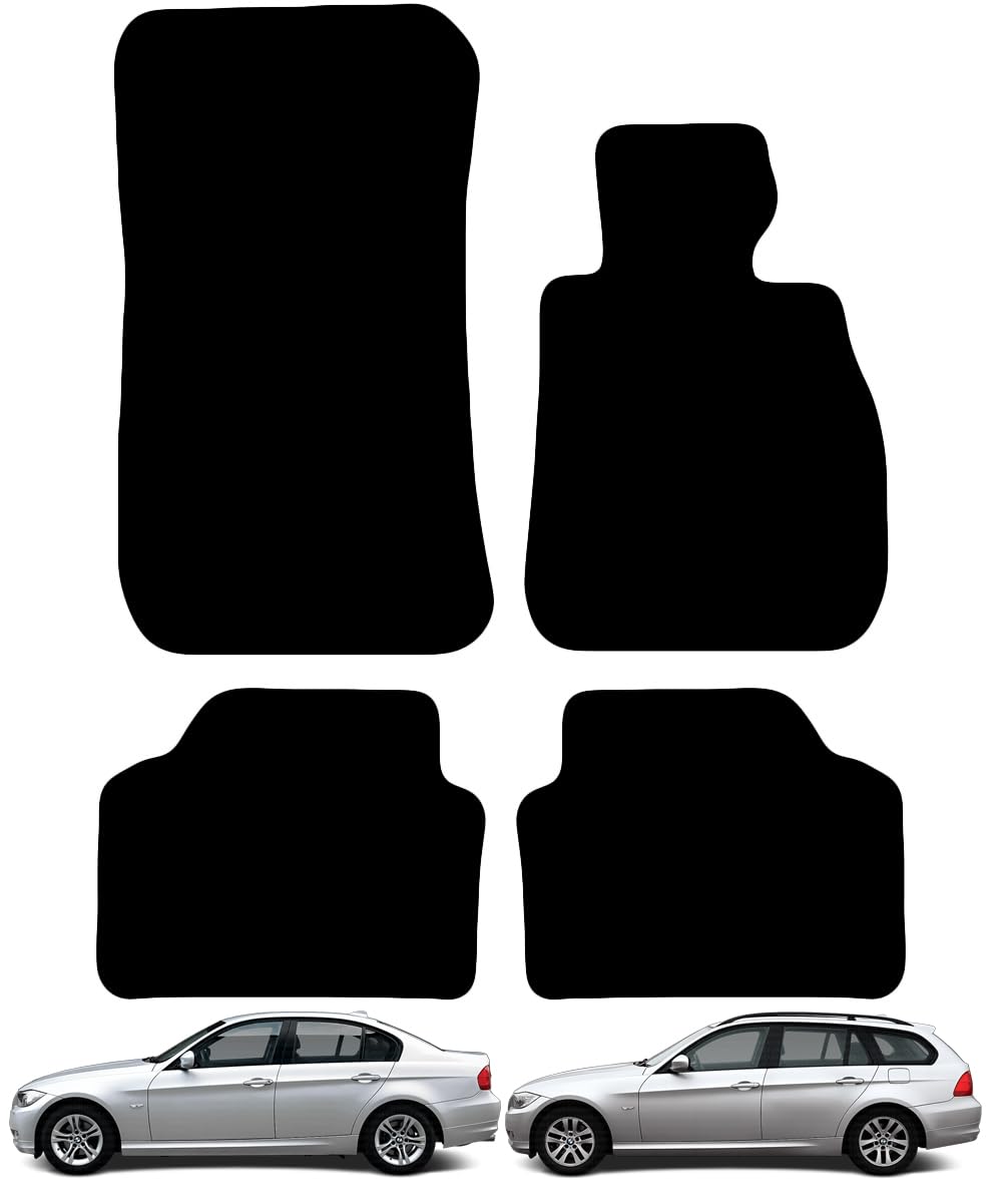 BMW 3 Series Saloon E90 (2005-2011) Estate E91 (2005-2012) Carpet Car Floor Mats Tailored Fit Complete Black Custom Fitted - All Weather, Anti-Slip Backing & Black Trim By Carsio