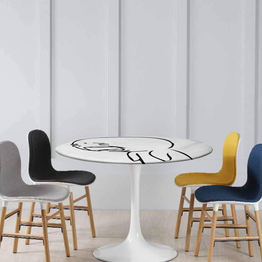 shirlyhome Tablecloth Humor Table Napkins Cloth Sad Guy Upset Crying Popular Rage Comic Generator Online Comedy Print Holiday Picnic Table Covers for Folding Table Black and White Diameter 48"