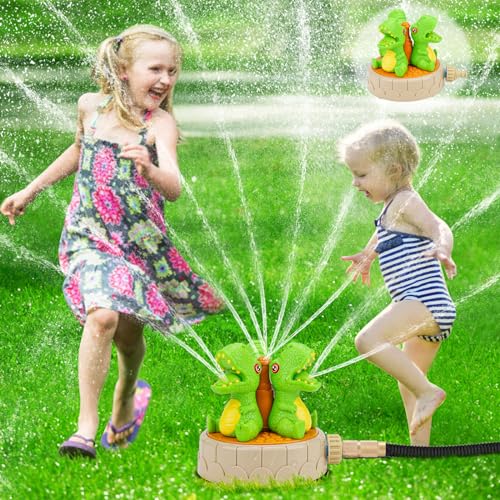 Water Sprinkler for Kids with Rotating Spray Nozzles Attaches to Garden Hose Summer Outside Toys for Toddlers 3+ Backyard Lawn Game Splashing Fun Water Outdoor Toys for Kids Age 4-8 Boys Girls Gift