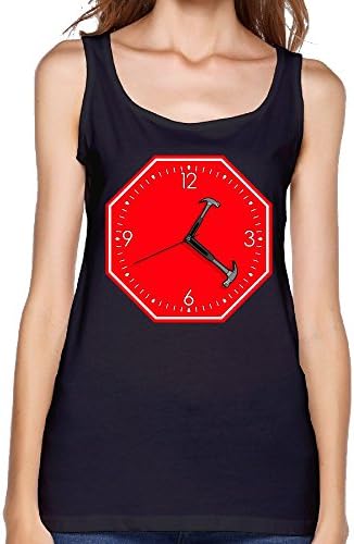 Quliuwuda Womens Stop Hammer Time Sign Clock Casual Style Running Black Tank XL Tank Tops