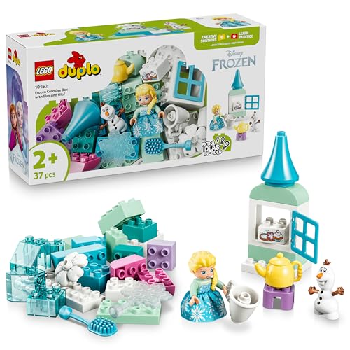 Duplo | Disney Boîte Créative La Reine des Neiges avec Elsa et Olaf - Jeu Éducatif pour Motricité de Bébé - Jouet Montessori avec 2 Figurines - Cadeau pour Fille ou Garçon dès 2 Ans 10462