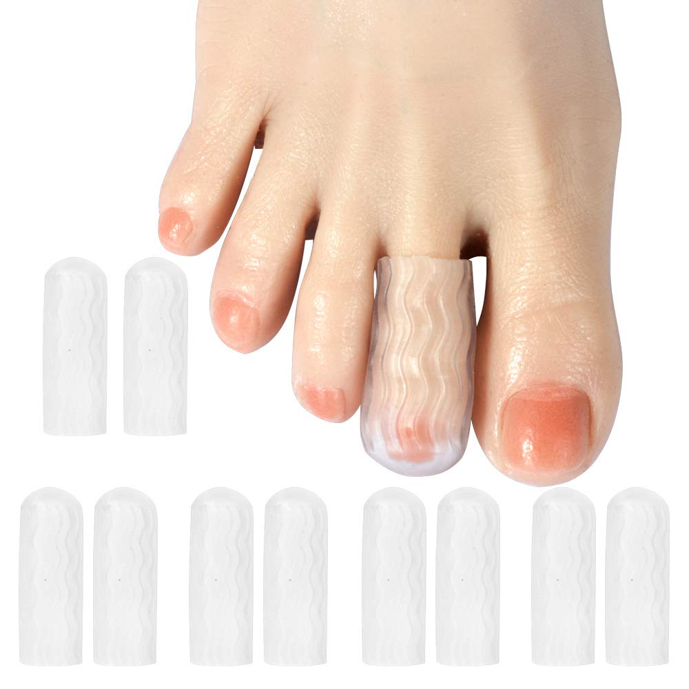 DYKOOK Silicone Toe Sleeve Caps 10 PCS - Middle Toe Cover Protector Bandage Thread Gel Toe Protectors