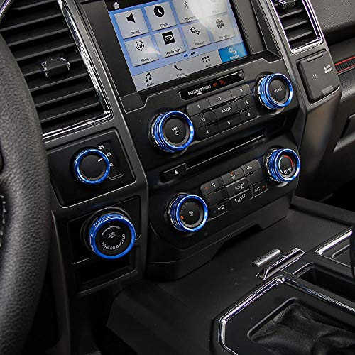 JOIN-WIT 6pcs Inner Air Conditioner & Audio & Trailer & 4WD Switch Knob Ring Button Cover Trim for Ford F150 XLT 2016 2017 (Blue) - Thumbnail 6