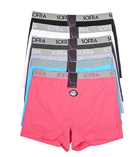 MaMia 6 Pack Of Women's Lace Boyshort Panties (Sofra Boyshorts (Cotton), XL)
