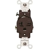 Leviton Single Receptacle Outlet, 20 Amp, 250 Volt, Commercial Specification Grade, 5821, Brown