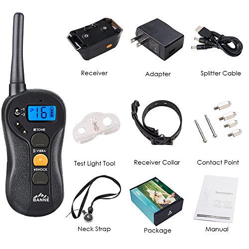image for Dog Training Collar,Banne 650 Yard Rechargeable and IPX7 Waterproof To