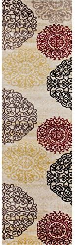 Cream Floral Transitional Indoor Runner Rug (2' x 7'2)