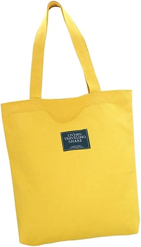 Amazon テンカ レディース ショルダーバッグ 黄色 ハンドバッグ 旅行 カバン 手提げ プレゼント トートバッグ 無地 おしゃれ 女子 軽量 旅行 彼女に 肩掛け 耐久性 収納 通学 大容量 キャンバス かわいい テンカ ショルダーバッグ