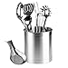Kitchen Helper Bundles - Jumbo Stainless Steel Huge Capacity Utensil Holder with Weighted Based and Spoon Rest by Cuisinework