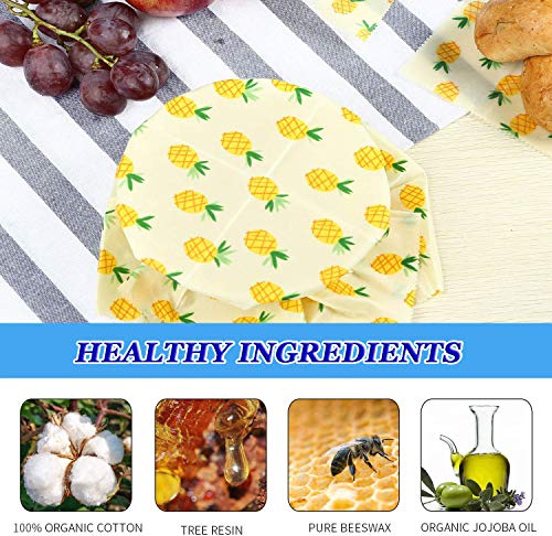 Set di involucri in cera d\'api per alimenti biologici, per evitare sprechi di formaggio e panini, in plastica sostenibile, lavabili C
