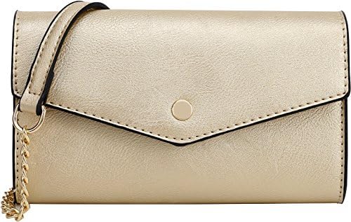 Lily Jane Women's Clutch Crossbody Wallet with Chain Strap (Gold)
