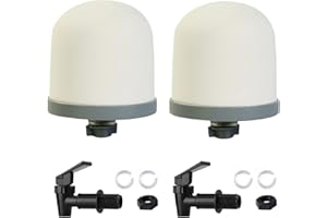 HUINING HUI NING Replacement Ceramic Dome Water Filter and Faucet Kit for Countertop,Household Water Bucket, Water Cooler Filtration Systems Water Pitcher (2 Dome Filters & 2 Black Taps)