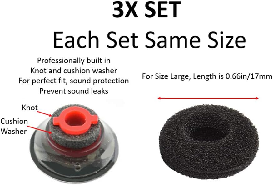 3X Ultra Comfort Eartips Ear Buds Replacement Earphone Ear Tips Kits Earpads Foam Set Cushion for Plantronics Voyager 5200 5220 5210 Series Bluetooth Headset Headphone (Large L) - Image 3