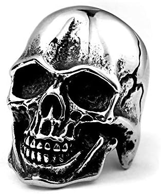 ZMY Fashion Stainless Steel Jewelry Rings, Weird Smile Skull Ring for Men