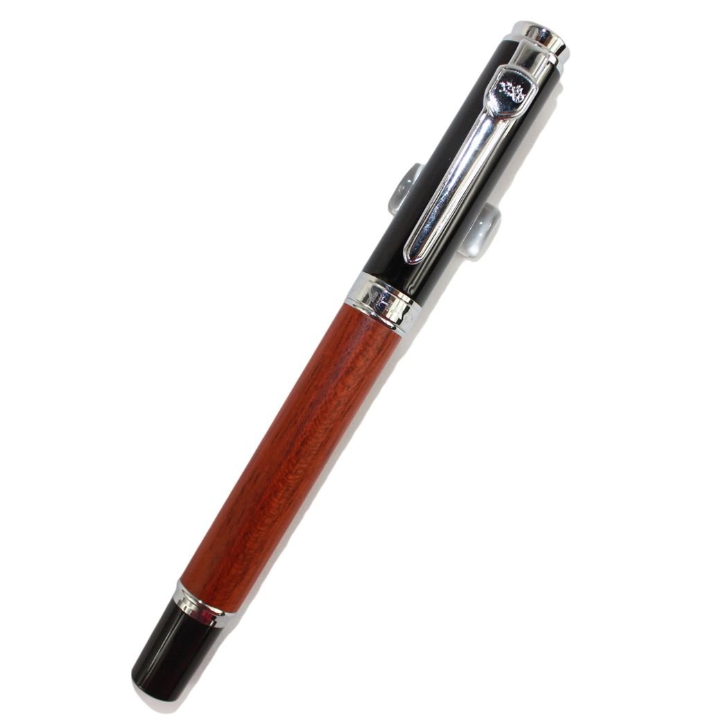 Gullor Noble Jinhao 8802 red wood rollerball pen with black cap