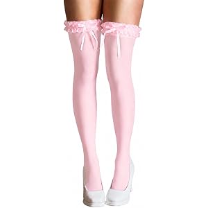 RSLOVE Womens Thigh High Stockings - Bow Socks with Ruffle | Soft Stretch, Ideal for Cosplay, Party, Daily Wear & Lingerie Ma