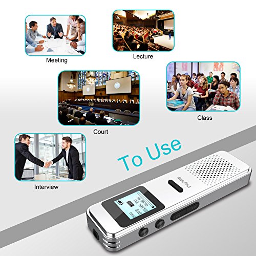 Voice Recorder,Valoin Compact Handy 8G Digital Audio Recorder Dictaphone with MP3 Player,USB Rechargeable,Metal Body,Design for Lecture Meeting Interview Recording (Silver 01)