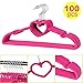 go2buy Heart Shape Non Slip Velvet Hangers,100 Pack, Pink